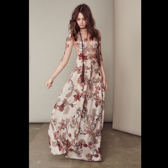 For Love And Lemons Dresses & Skirts - For Love & Lemons Sheer Floral Sierra Maxi Dress